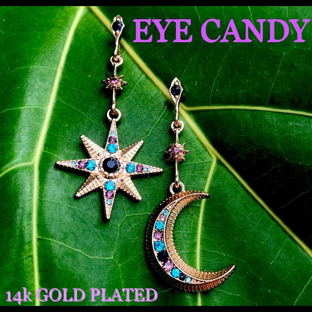 EYE CANDY (Arm Candy) Moon and Star drop earrings